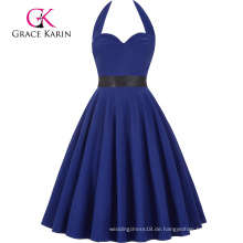 Grace Karin Schatz Backless Halter Nylon-Baumwolle Retro Vintage 50er Blue Picknick Party Kleid CL008950-5